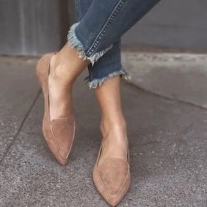 NWOT Lulus Emmy Camel Suede Pointed Loafers 5.5